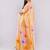 Peach linen printed saree with blouse