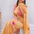 Peach linen printed saree with blouse