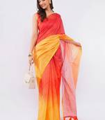 Multicolor linen dyed saree with blouse