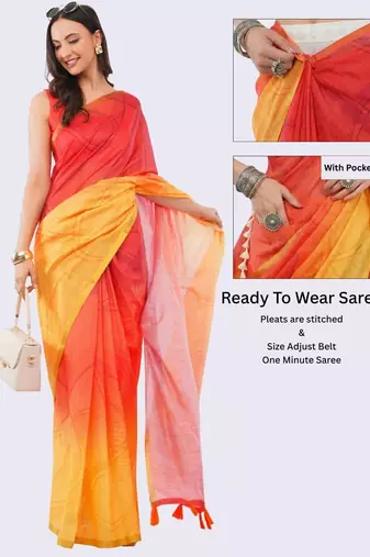 Multicolor linen dyed saree with blouse