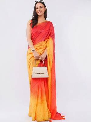 Multicolor linen dyed saree with blouse 3