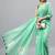 Sea green linen printed saree with blouse