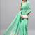 Sea green linen printed saree with blouse