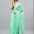 Sea green linen printed saree with blouse