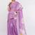 Lavender linen printed saree with blouse