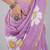 Lavender linen printed saree with blouse