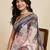 Off white linen printed saree with blouse