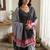 Pink linen striped saree with blouse