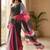 Pink linen striped saree with blouse
