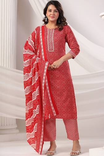 Women Ethnic Motifs Printed Regular  Cotton Kurta with Trousers & Dupatta