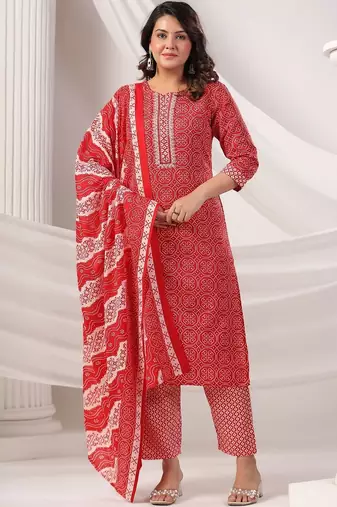 Women Ethnic Motifs Printed Regular Pure Cotton Kurta with Trousers & Dupatta