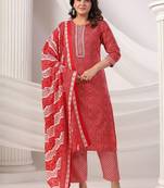 Women Ethnic Motifs Printed Regular Pure Cotton Kurta with Trousers & Dupatta
