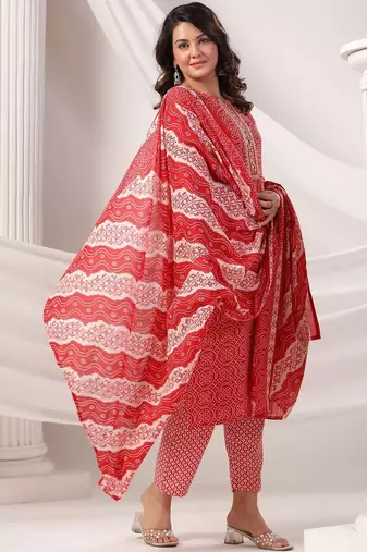 Women Ethnic Motifs Printed Regular Pure Cotton Kurta with Trousers & Dupatta