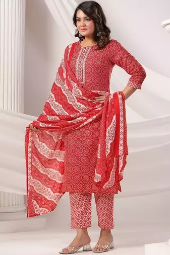Women Ethnic Motifs Printed Regular Pure Cotton Kurta with Trousers & Dupatta