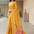 Yellow silk blend printed saree with blouse