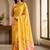 Yellow silk blend printed saree with blouse