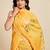 Yellow silk blend printed saree with blouse