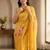 Yellow silk blend printed saree with blouse