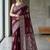 Maroon silk blend printed saree with blouse