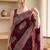 Maroon silk blend printed saree with blouse