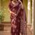 Maroon silk blend printed saree with blouse
