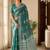 Teal silk blend printed saree with blouse