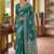 Teal silk blend printed saree with blouse