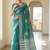Teal silk blend printed saree with blouse