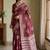 Maroon silk blend printed saree with blouse