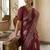 Maroon silk blend printed saree with blouse