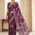 Purple silk blend printed saree with blouse