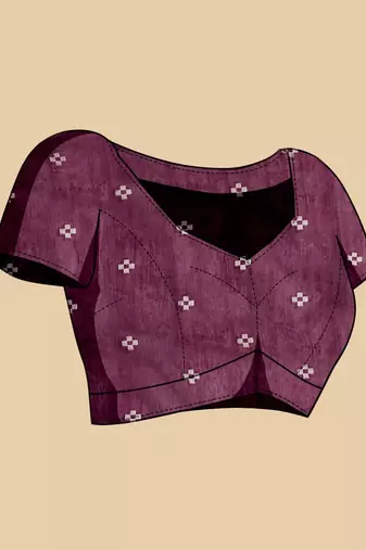 Purple silk blend printed saree with blouse