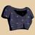 Navy blue silk blend printed saree with blouse