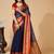 Navy blue silk blend woven design saree with blouse