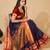 Navy blue silk blend woven design saree with blouse