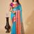 Turquoise silk blend woven design saree with blouse
