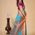 Turquoise silk blend woven design saree with blouse