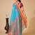 Turquoise silk blend woven design saree with blouse