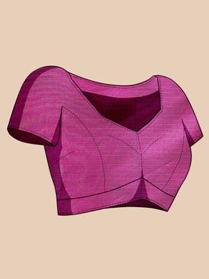 Turquoise silk blend woven design saree with blouse 4