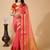 Pink silk blend woven design saree with blouse