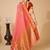 Pink silk blend woven design saree with blouse
