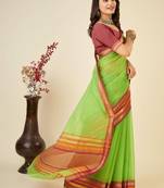 Lime silk blend woven design saree with blouse