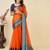 Orange silk blend woven design saree with blouse