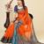 Orange silk blend woven design saree with blouse