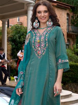Women Ethnic Motifs Embroidered Regular Thread Work Kurta with Trousers & With Dupatta 6