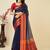 Navy blue silk blend woven design saree with blouse