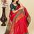 Red silk blend woven design saree with blouse
