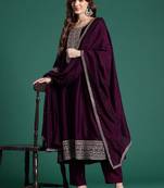 Women Ethnic Motifs Embroidered Regular Kurta with Trousers & With Dupatta