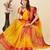Yellow silk blend woven design saree with blouse