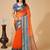 Orange silk blend woven design saree with blouse